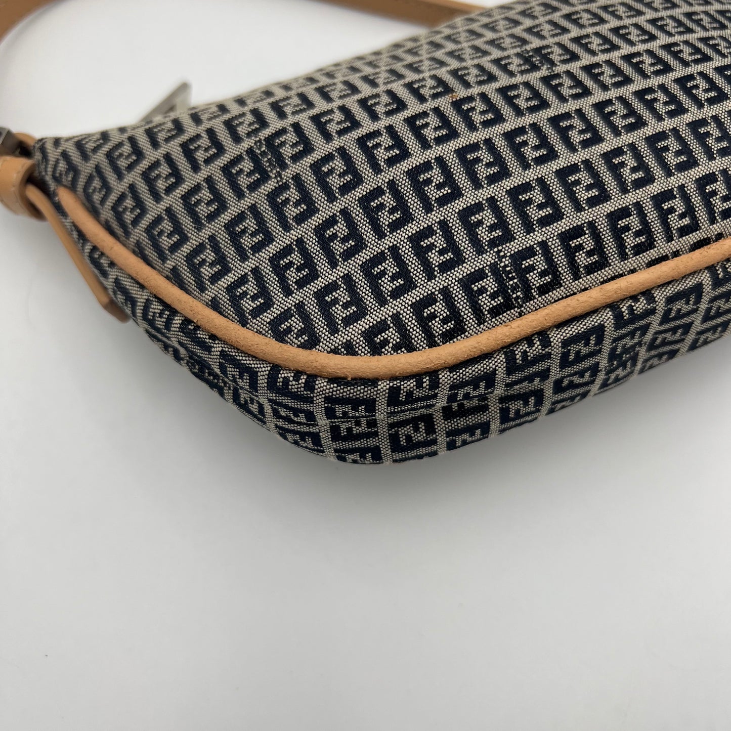 Fendi Navy Blue Micro Zucchino Half Moon Pochette