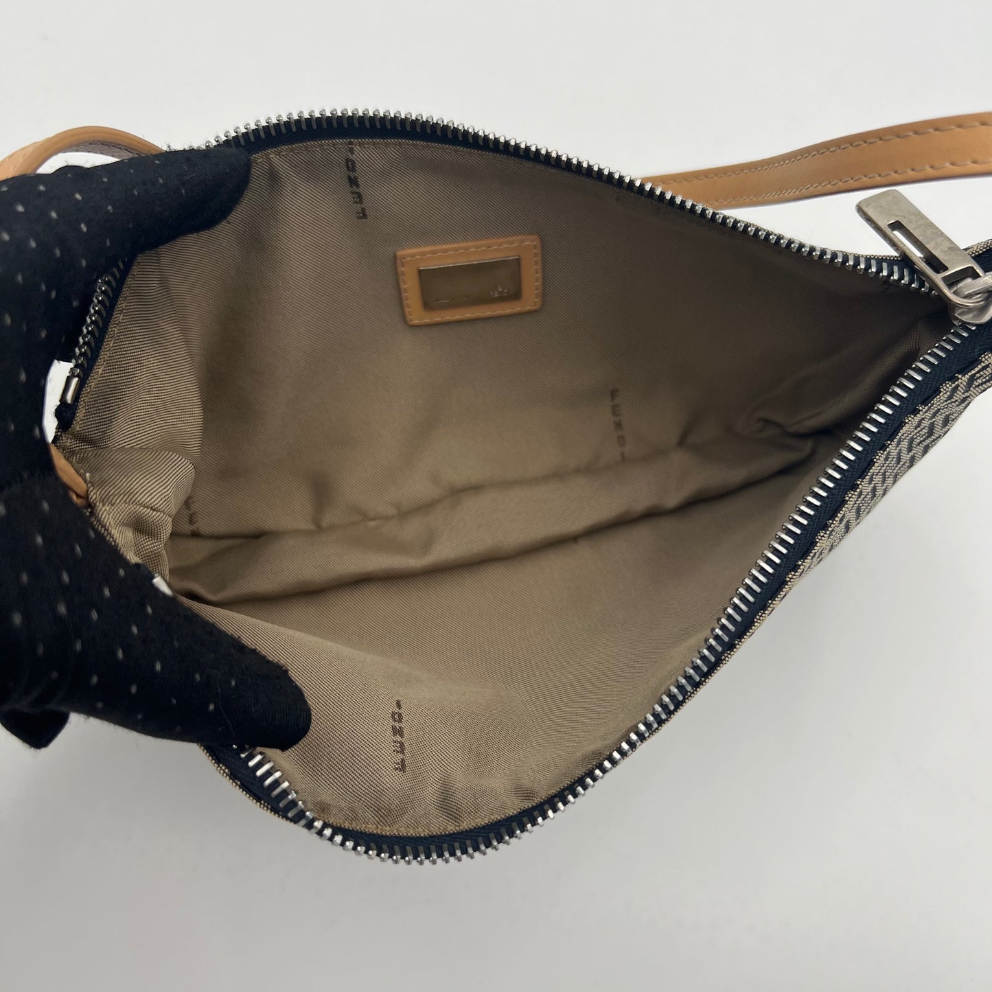 Fendi Navy Blue Micro Zucchino Half Moon Pochette