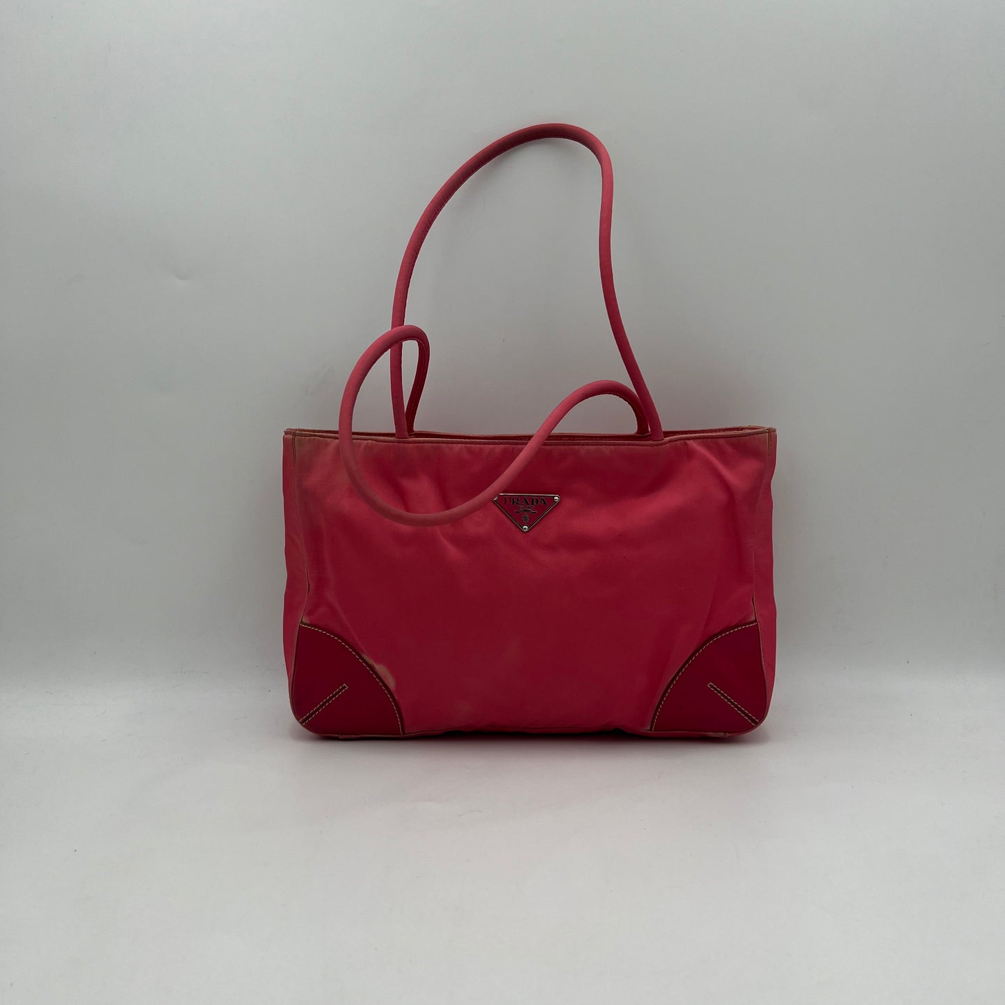 Prada Pink Nylon Horizontal Zip Long Strap Tote