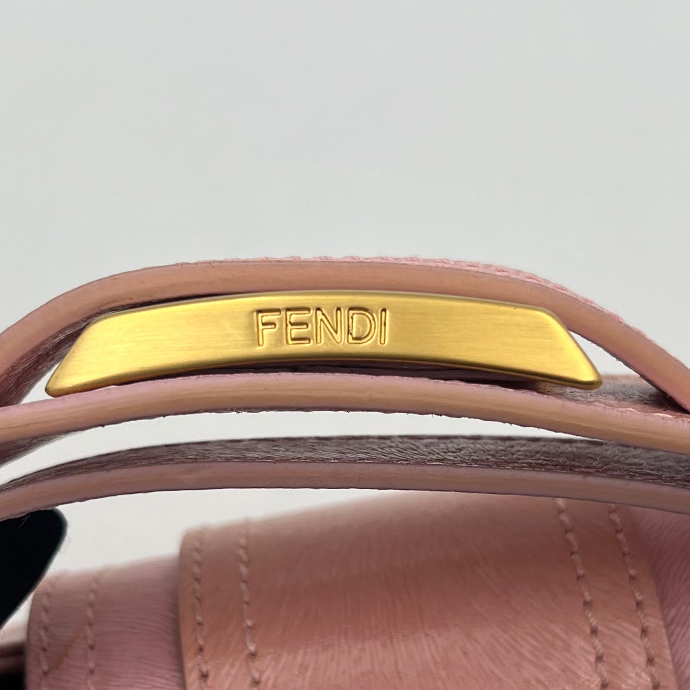 Fendi Pink Leather Logo Plate Hobo Shoulder Bag