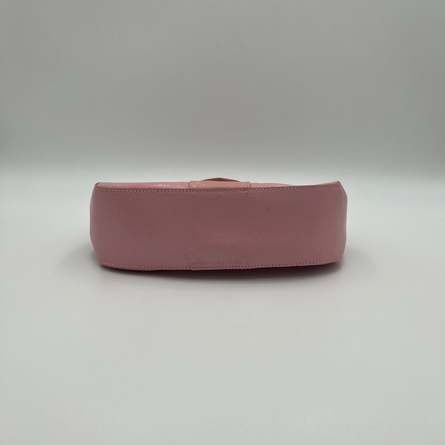 Fendi Pink Leather Logo Plate Hobo Shoulder Bag