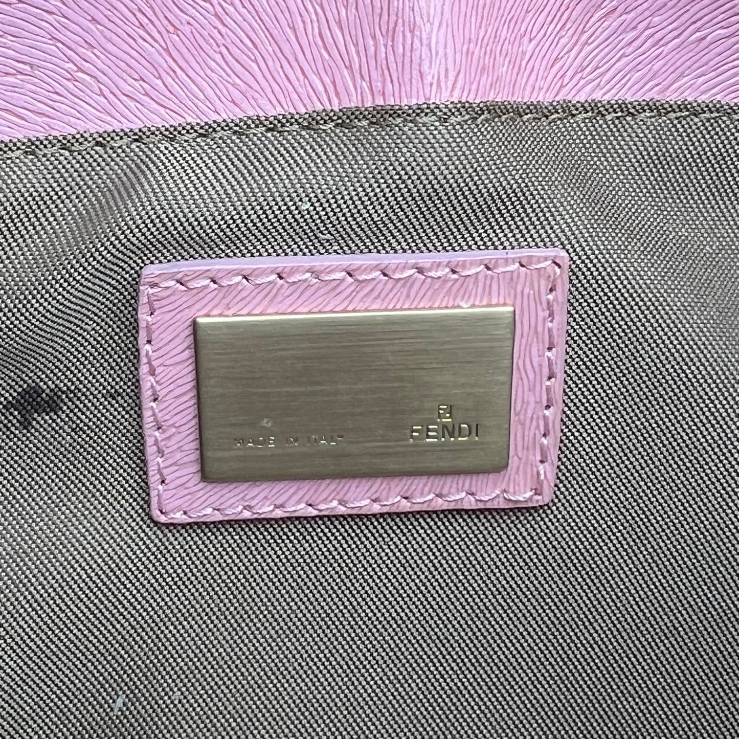 Fendi Pink Leather Logo Plate Hobo Shoulder Bag