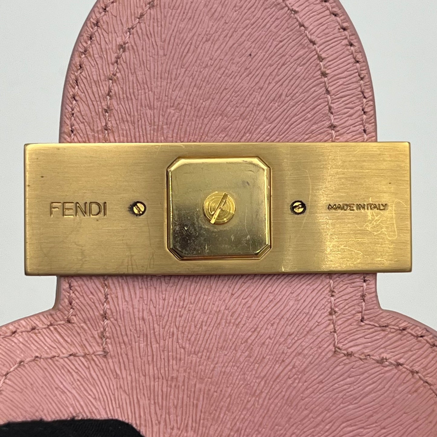 Fendi Pink Leather Logo Plate Hobo Shoulder Bag