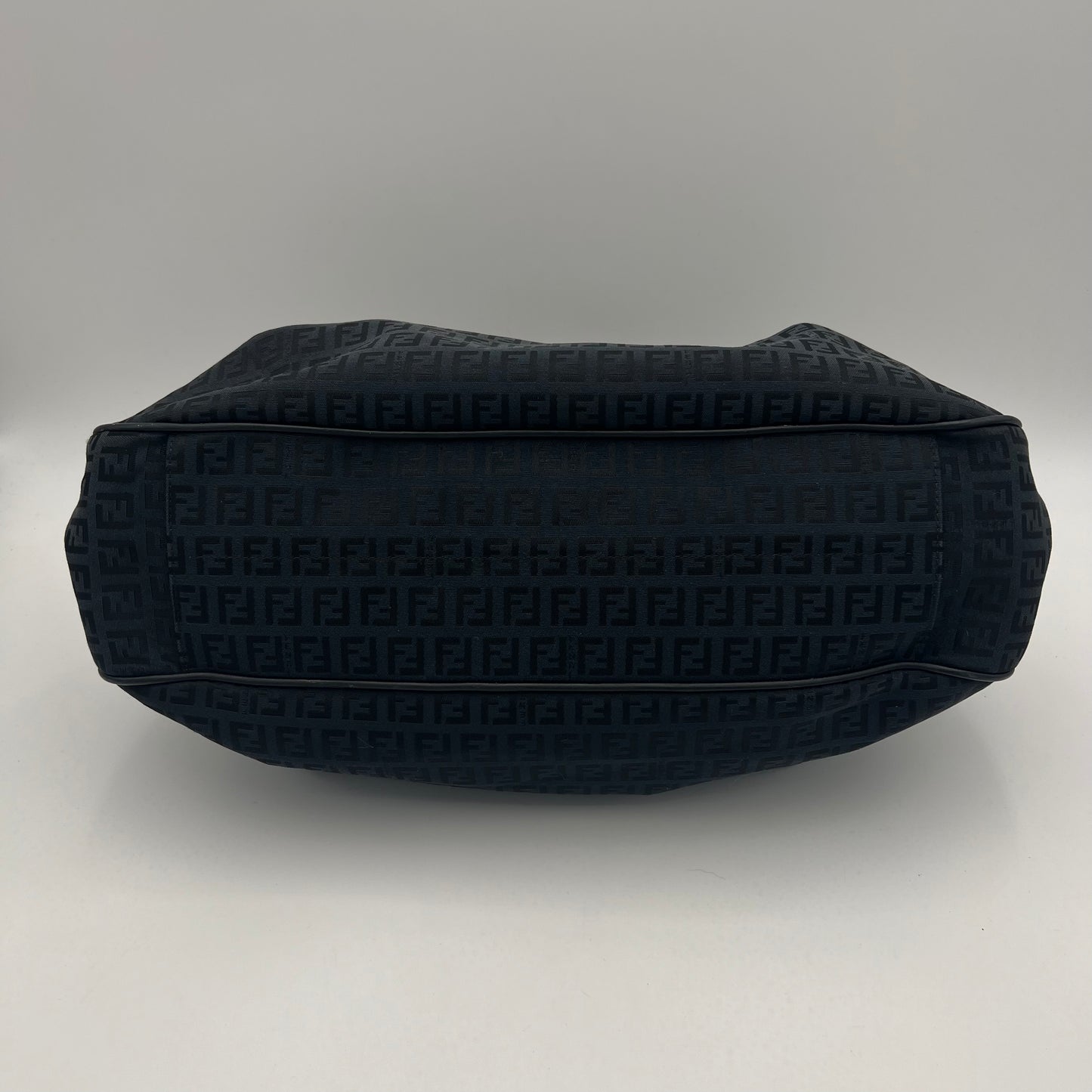 Fendi Black Zucchino Canvas and Leather Large Hobo Shoulder Bag
