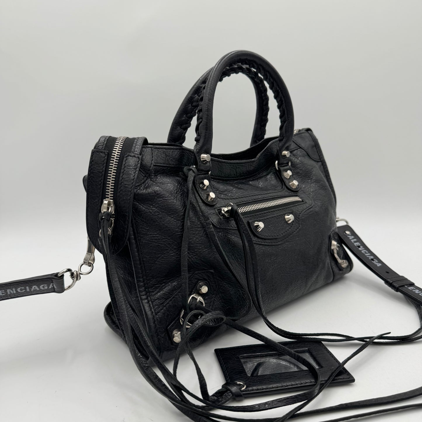 Balenciaga Black Leather Classic Small City SHW