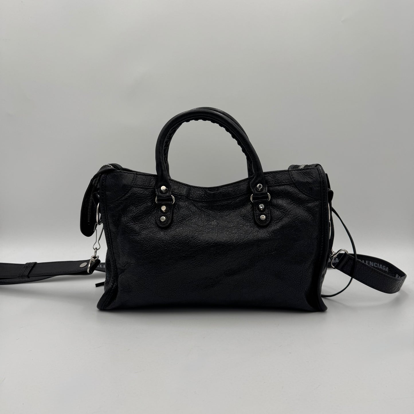 Balenciaga Black Leather Classic Small City SHW