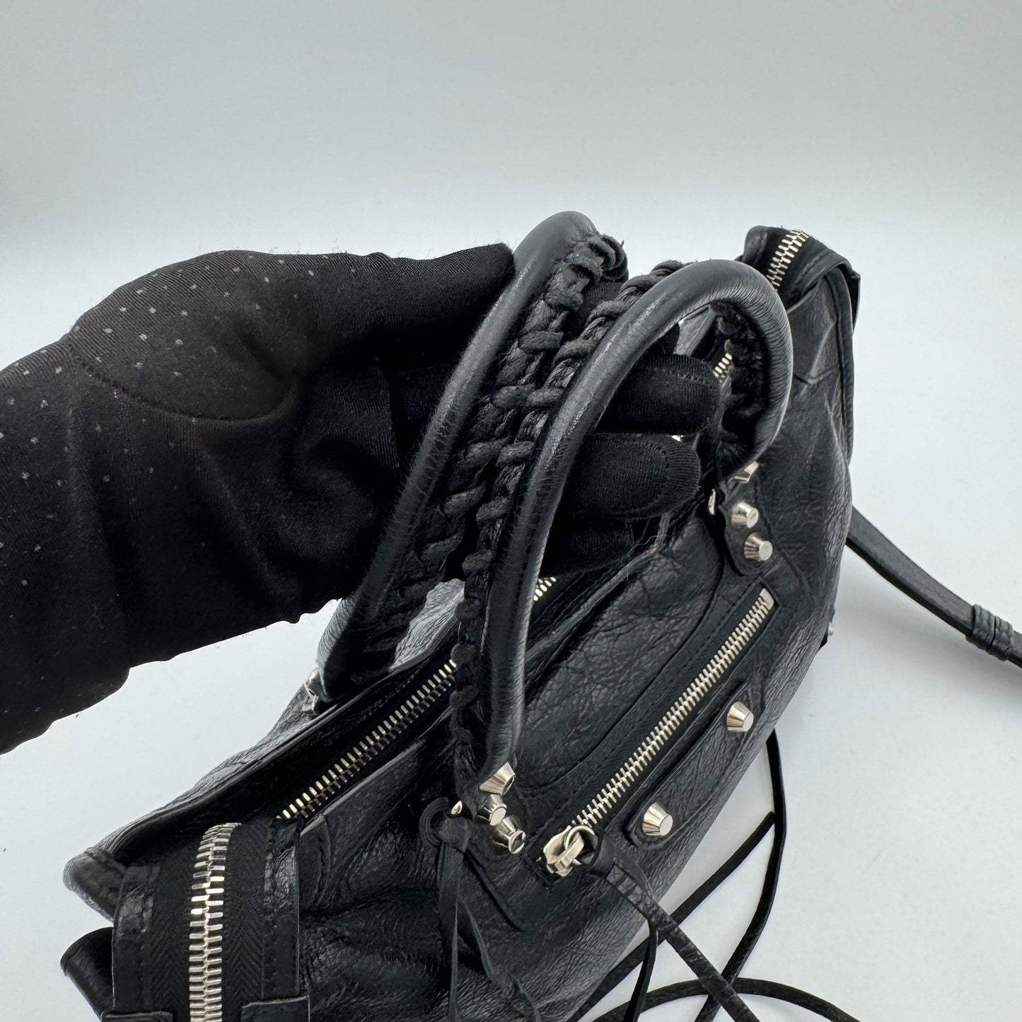 Balenciaga Black Leather Classic Small City SHW