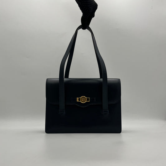 Christian Dior Dark Blue Leather Flap Shoulder Bag