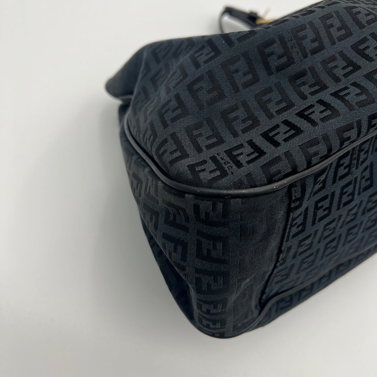 Fendi Black Zucchino Canvas and Leather Large Hobo Shoulder Bag