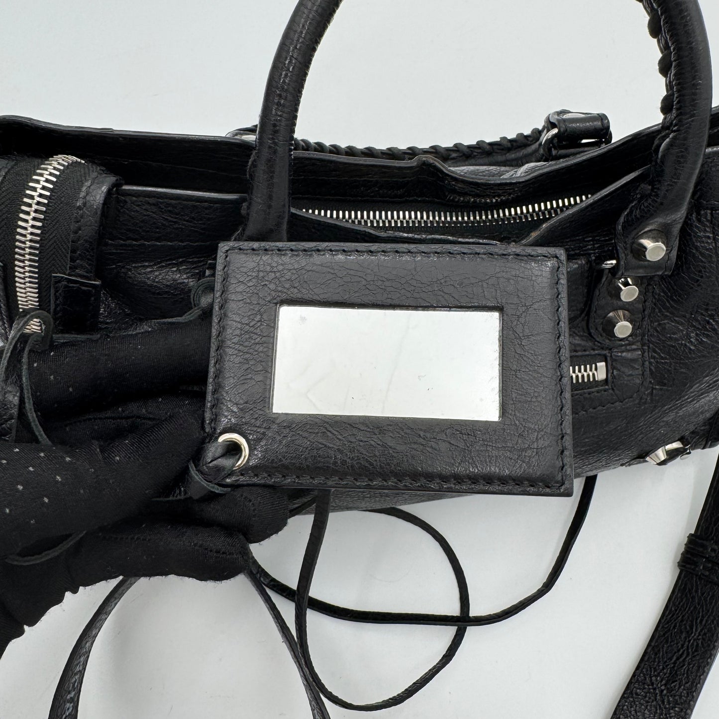 Balenciaga Black Leather Classic Small City SHW