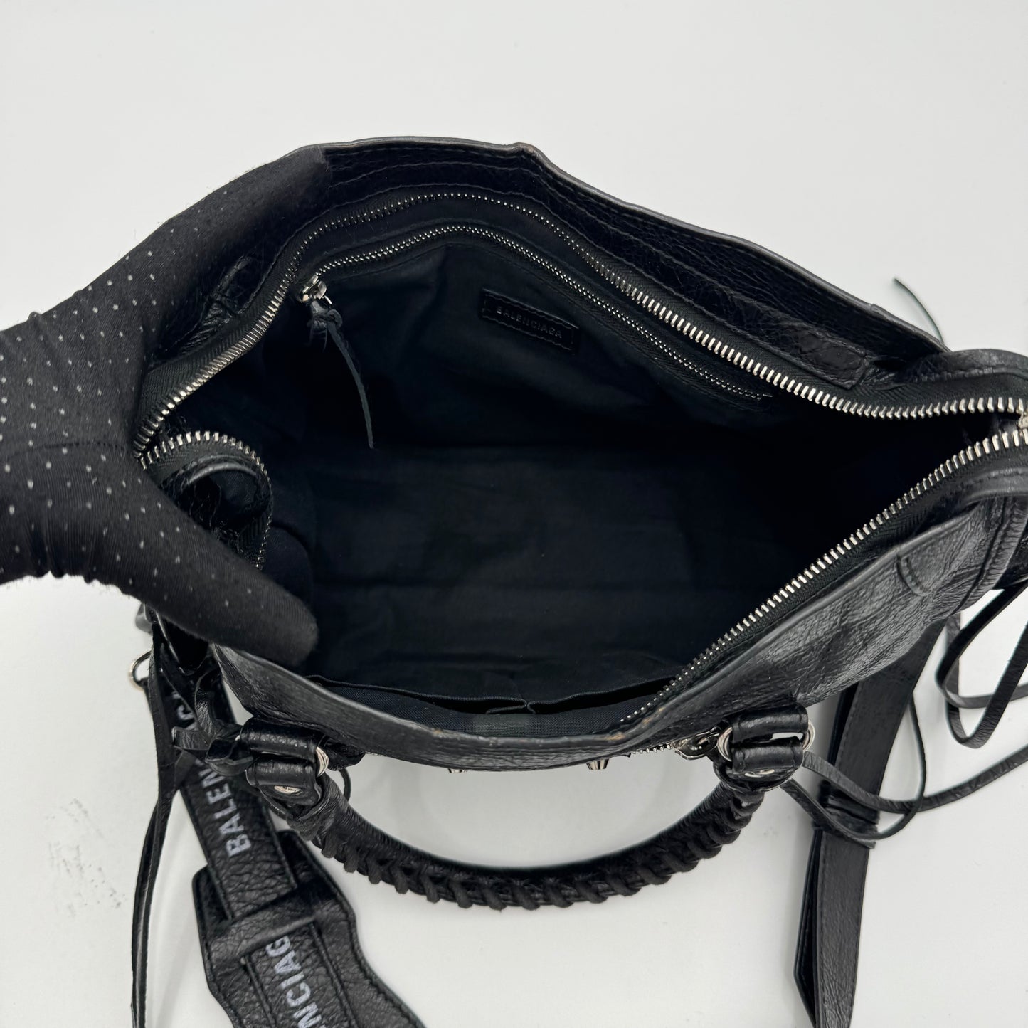 Balenciaga Black Leather Classic Small City SHW