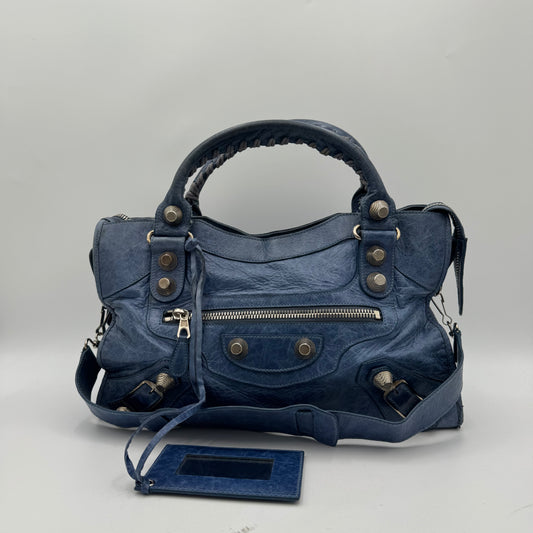 Balenciaga Steel Blue Leather Giant 21 City SHW