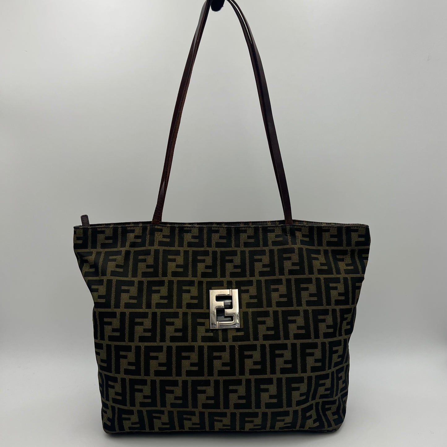 Fendi Tobacco Zucca FF Zip Shopper Tote