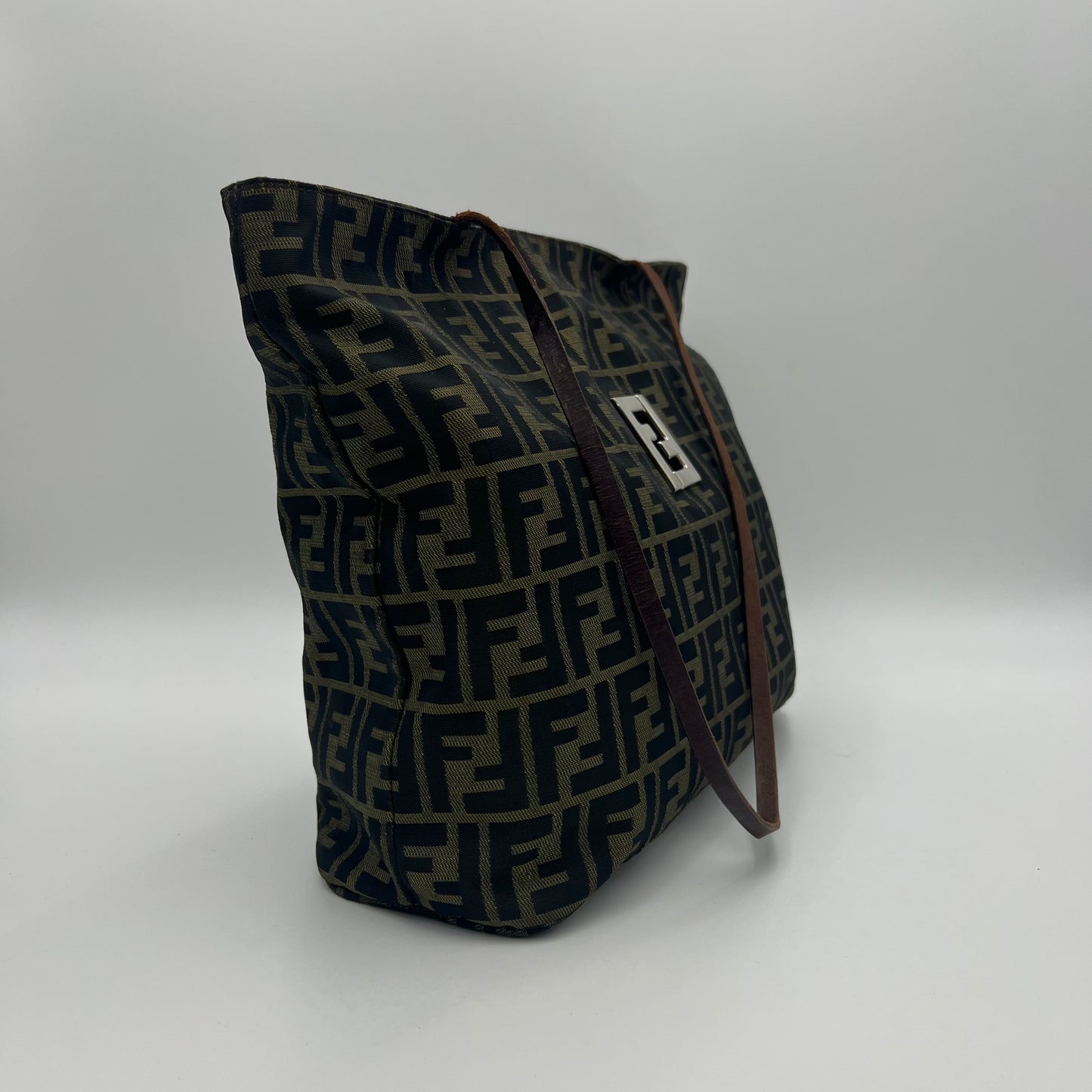 Fendi Tobacco Zucca FF Zip Shopper Tote