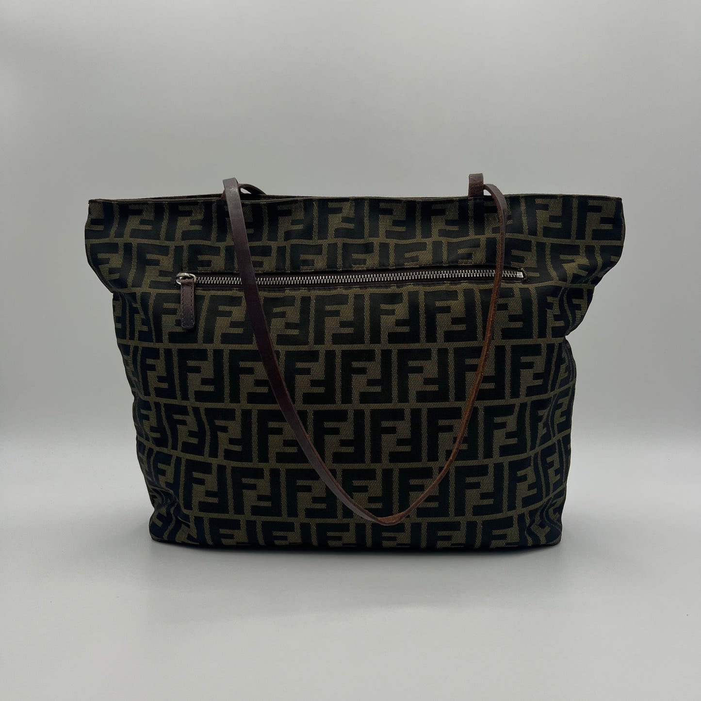 Fendi Tobacco Zucca FF Zip Shopper Tote