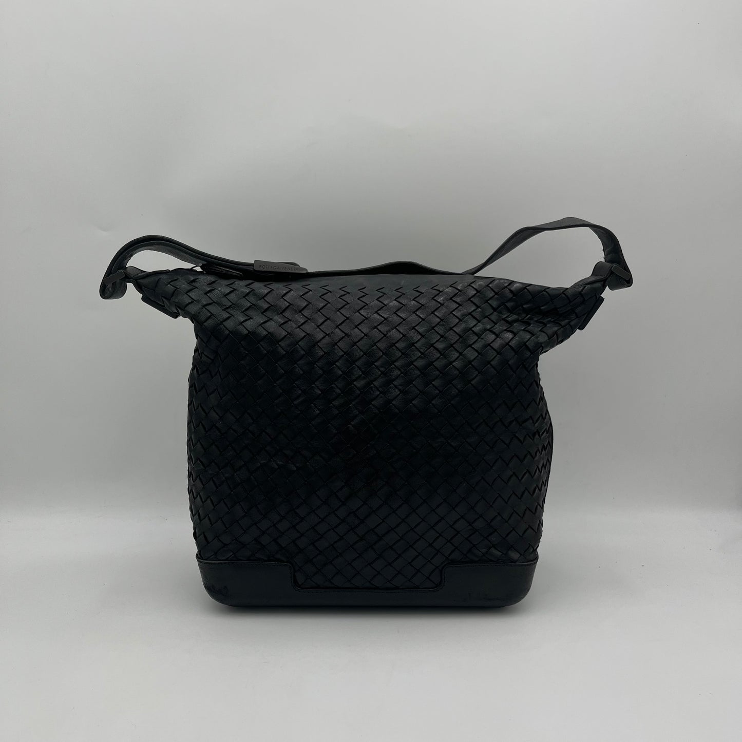 Bottega Veneta Black Intrecciato Hobo Shoulder Bag