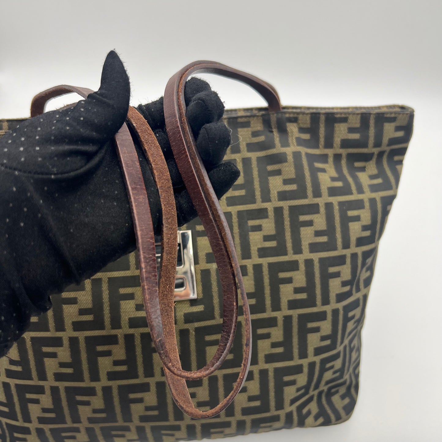 Fendi Tobacco Zucca FF Zip Shopper Tote