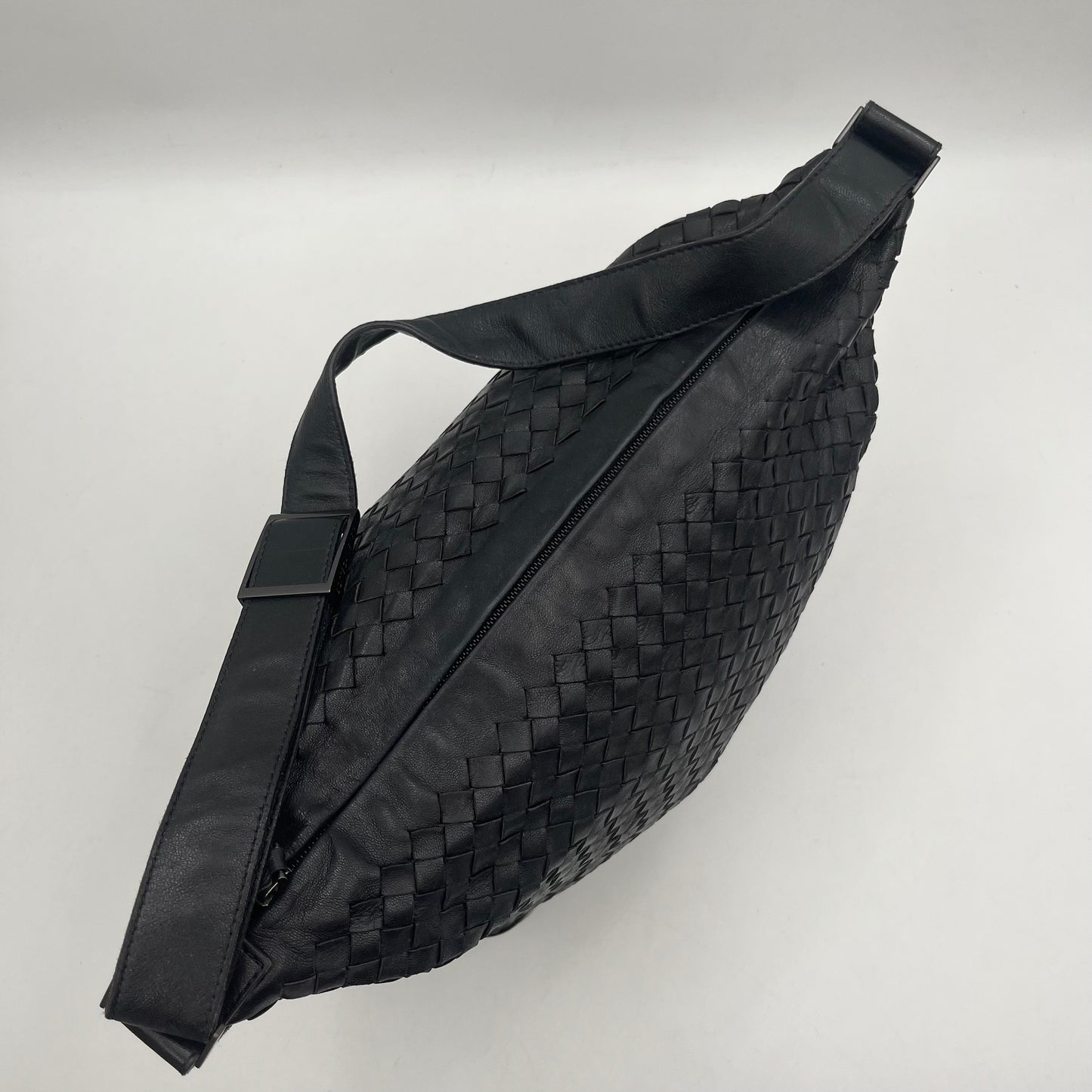 Bottega Veneta Black Intrecciato Hobo Shoulder Bag