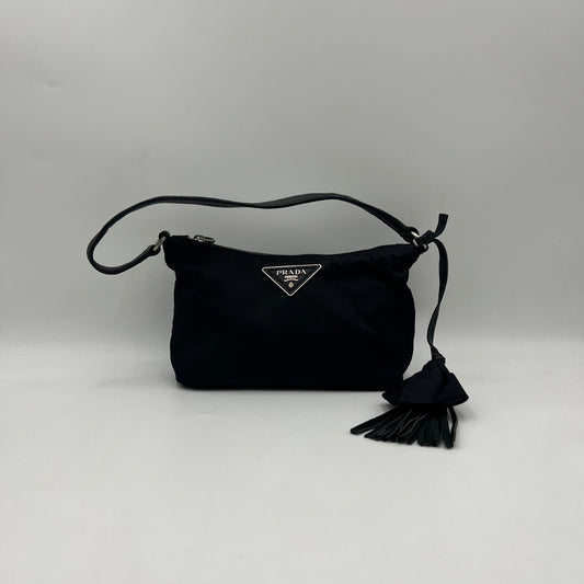 Prada Black Nylon Tassel Hobo Pochette