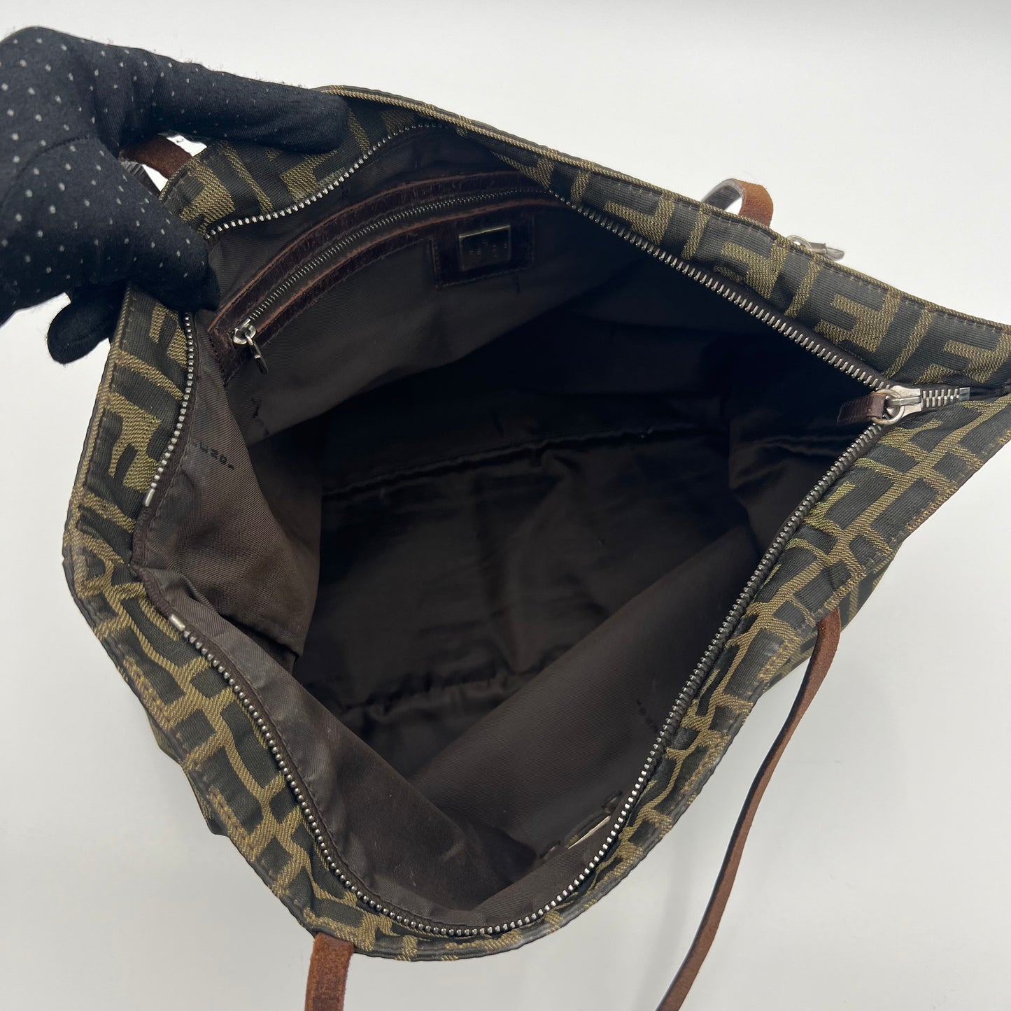 Fendi Tobacco Zucca FF Zip Shopper Tote