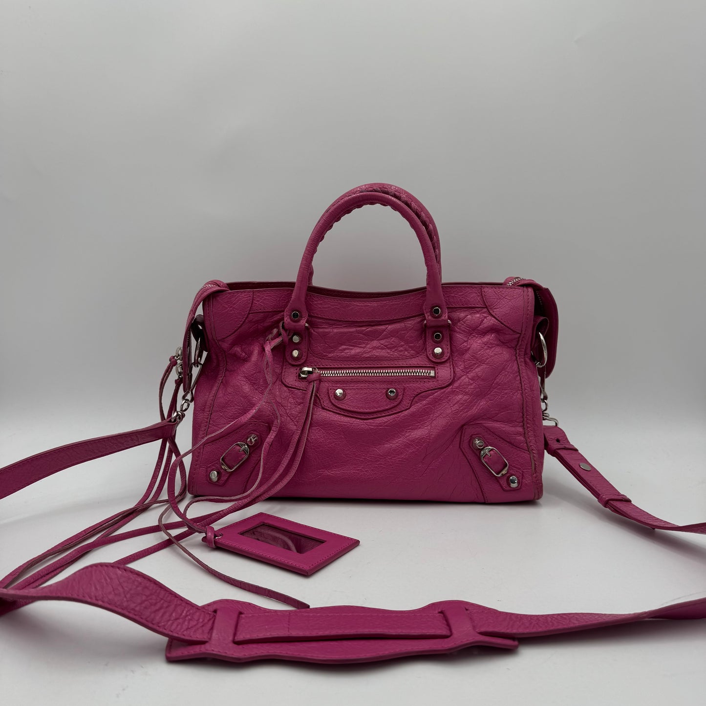 Balenciaga Bubblegum Pink Leather Classic Small City SHW