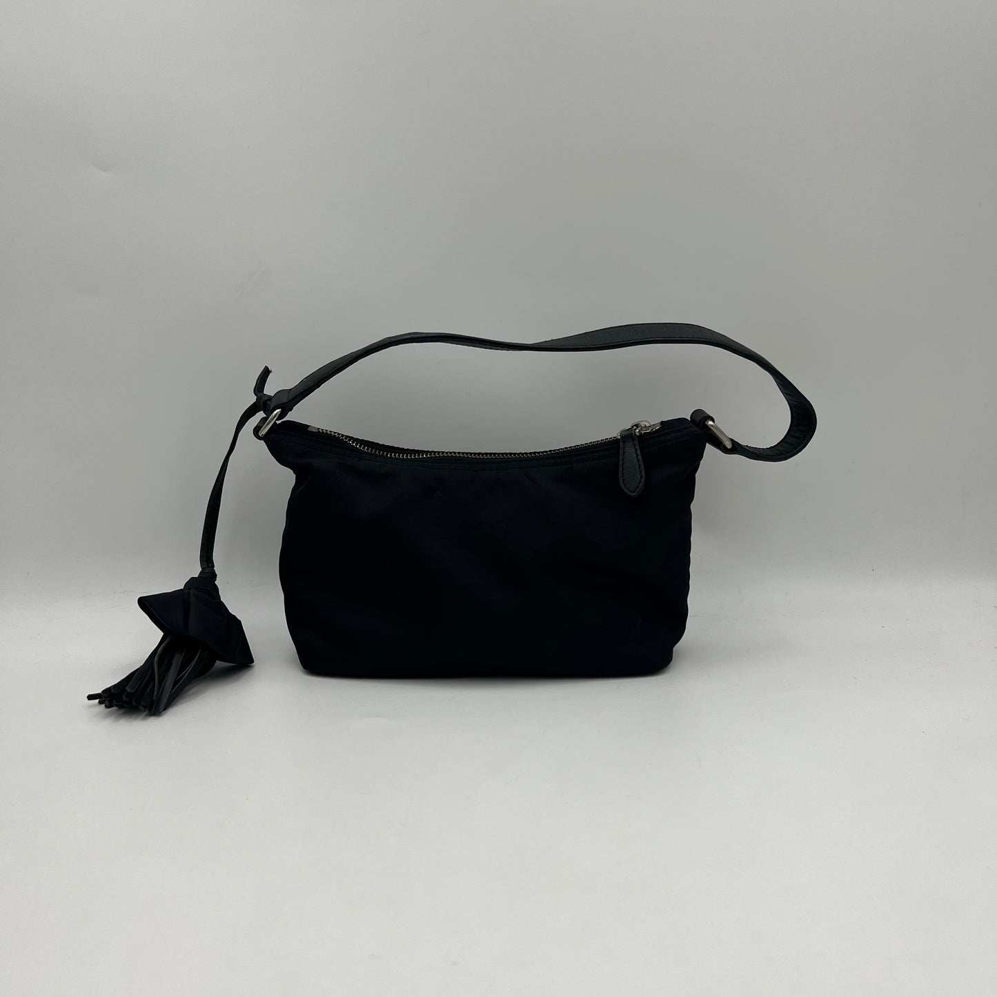 Prada Black Nylon Tassel Hobo Pochette