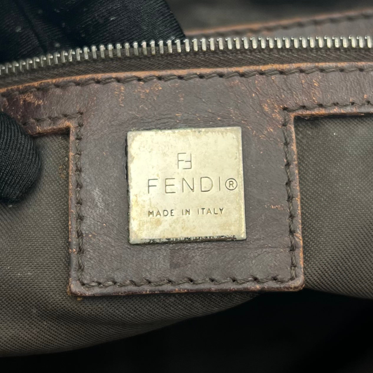 Fendi Tobacco Zucca FF Zip Shopper Tote