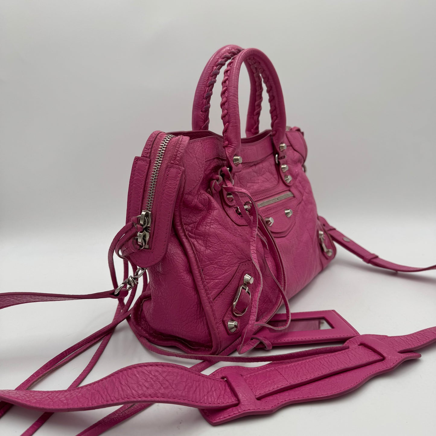 Balenciaga Bubblegum Pink Leather Classic Small City SHW