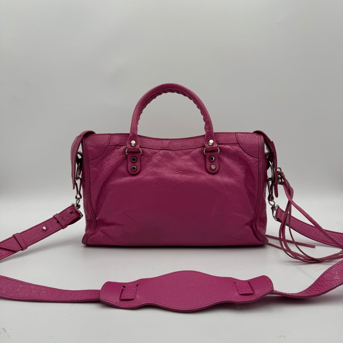 Balenciaga Bubblegum Pink Leather Classic Small City SHW
