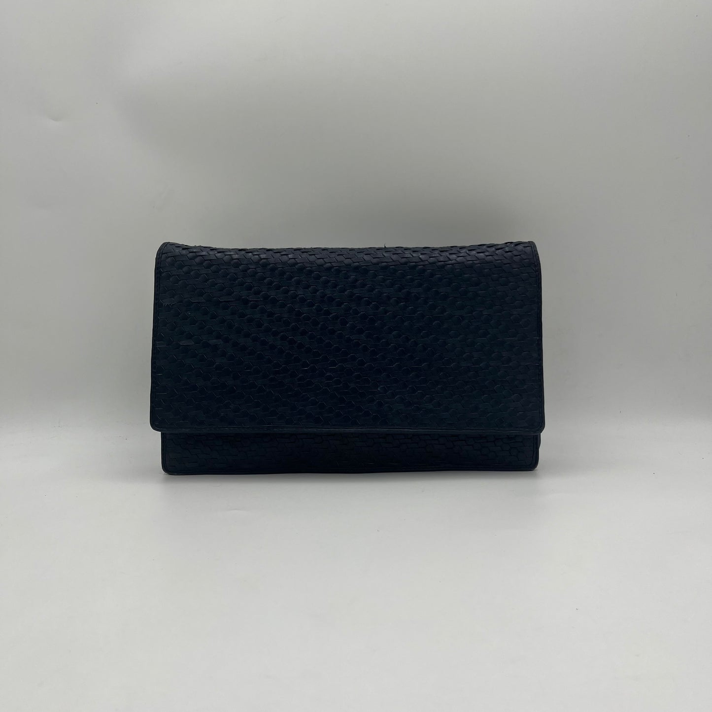 Bottega Veneta Dark Blue Flap Clutch