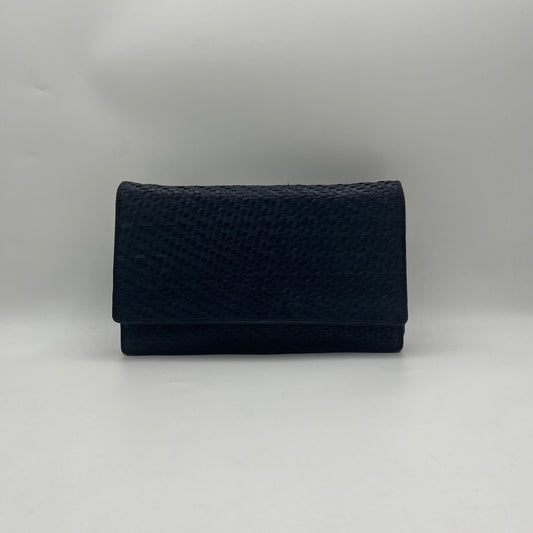 Bottega Veneta Dark Blue Flap Clutch