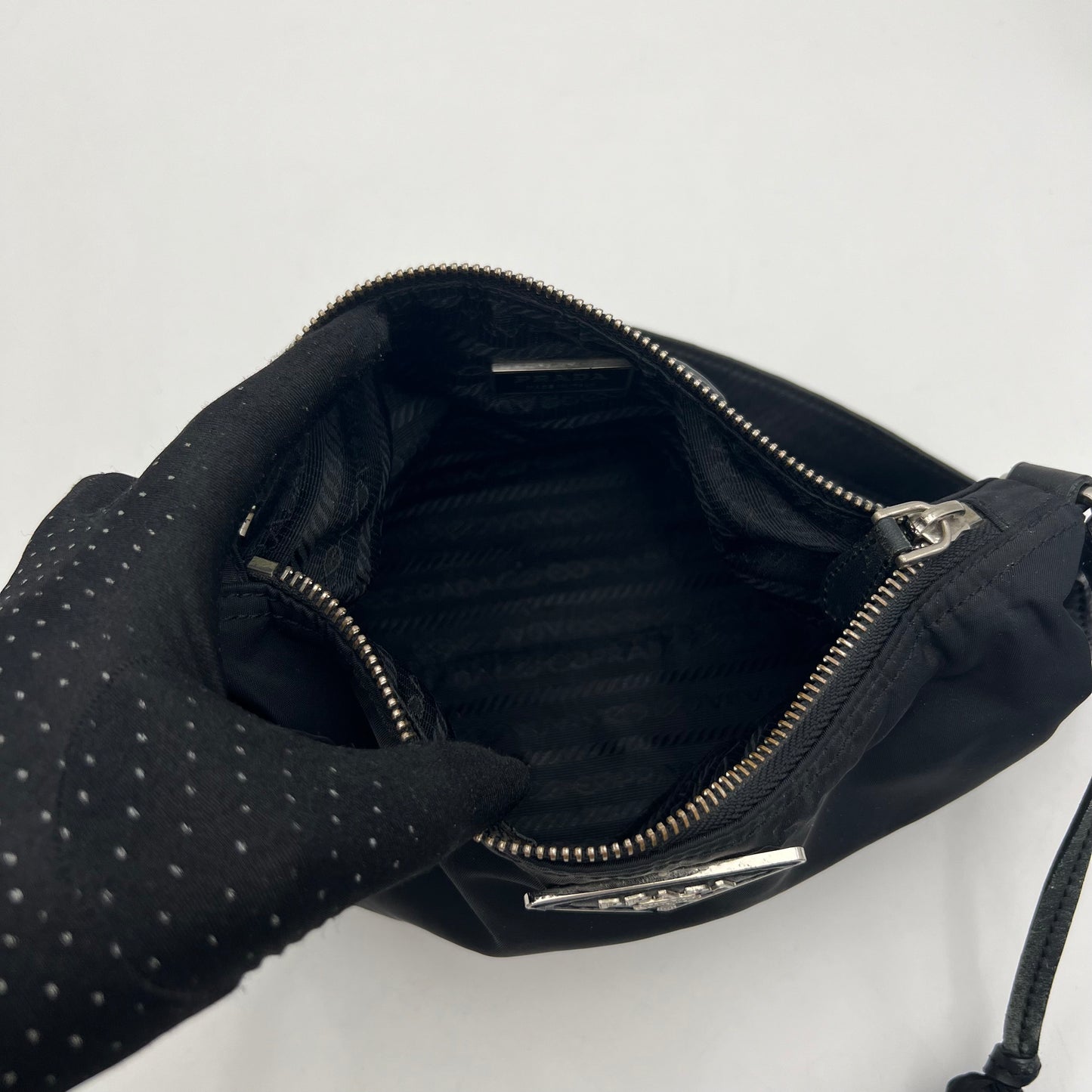 Prada Black Nylon Tassel Hobo Pochette