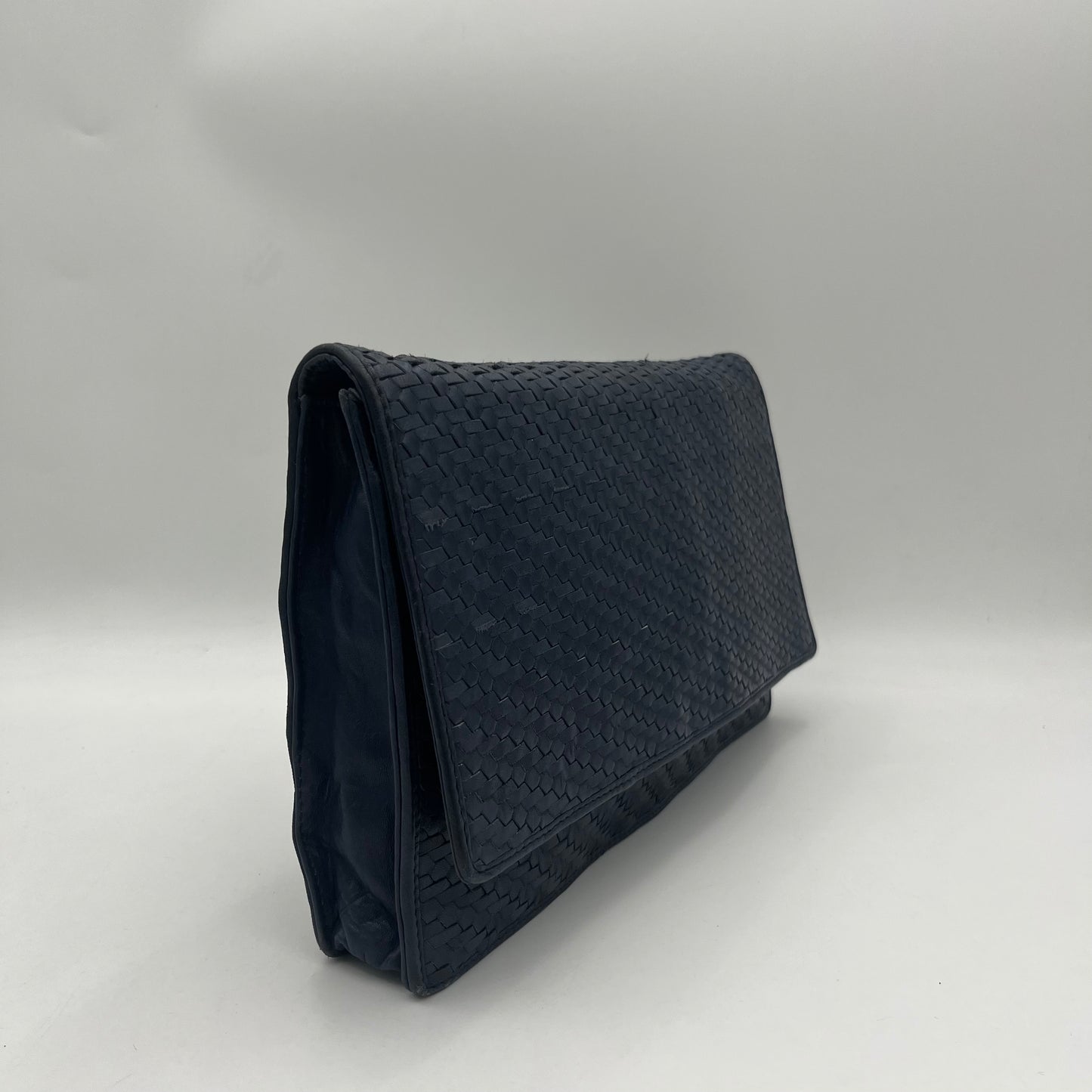 Bottega Veneta Dark Blue Flap Clutch