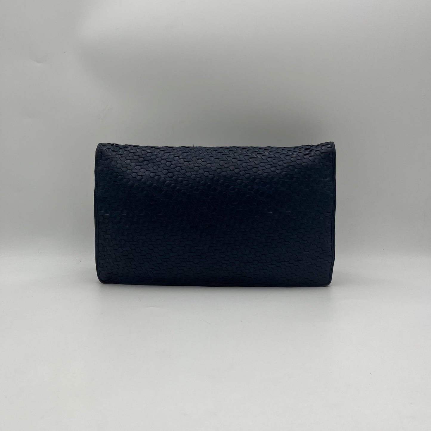 Bottega Veneta Dark Blue Flap Clutch