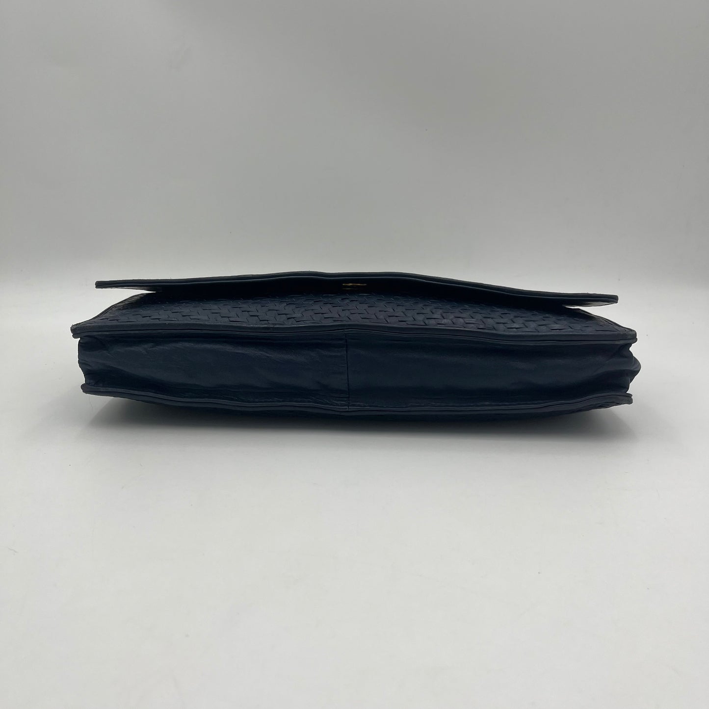 Bottega Veneta Dark Blue Flap Clutch