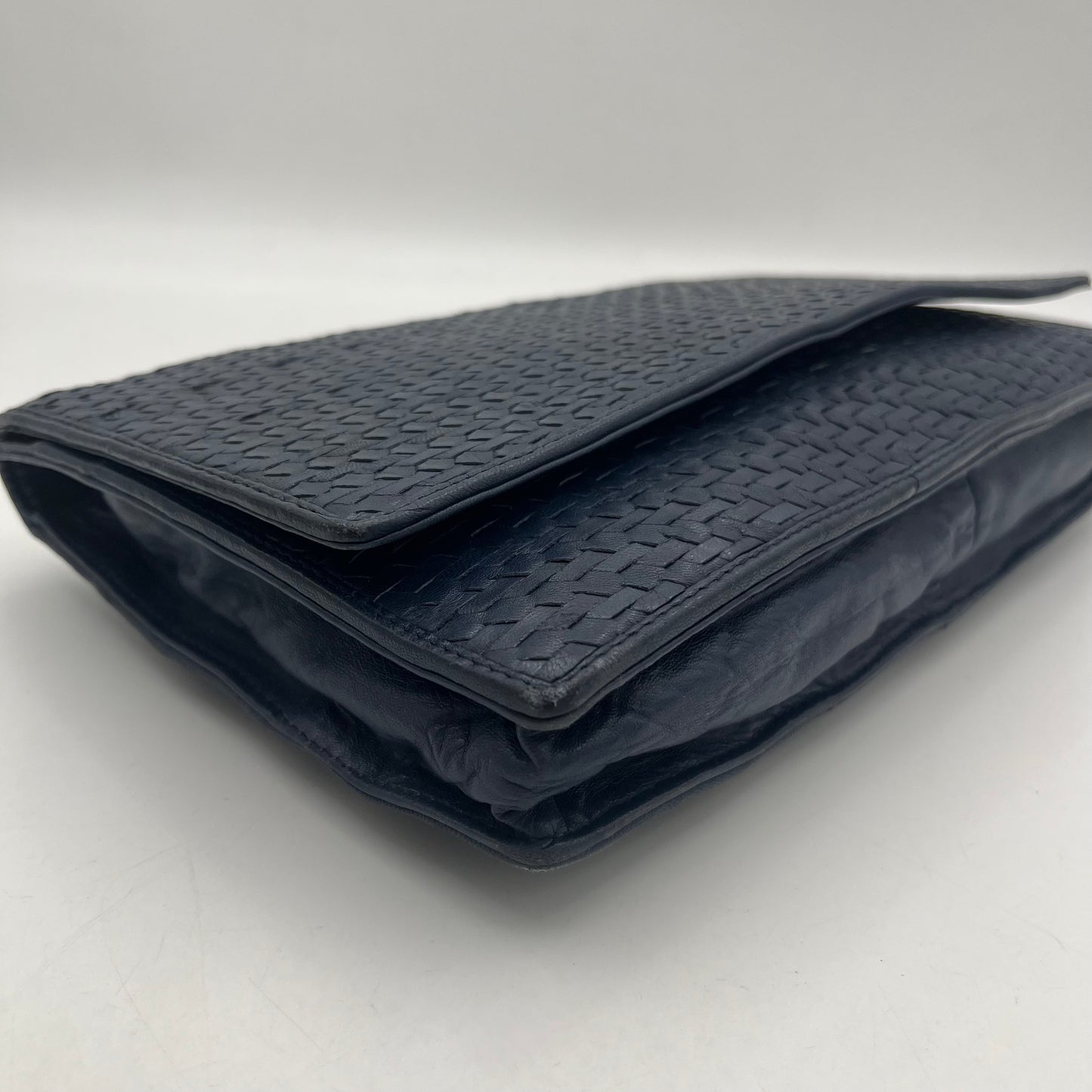 Bottega Veneta Dark Blue Flap Clutch