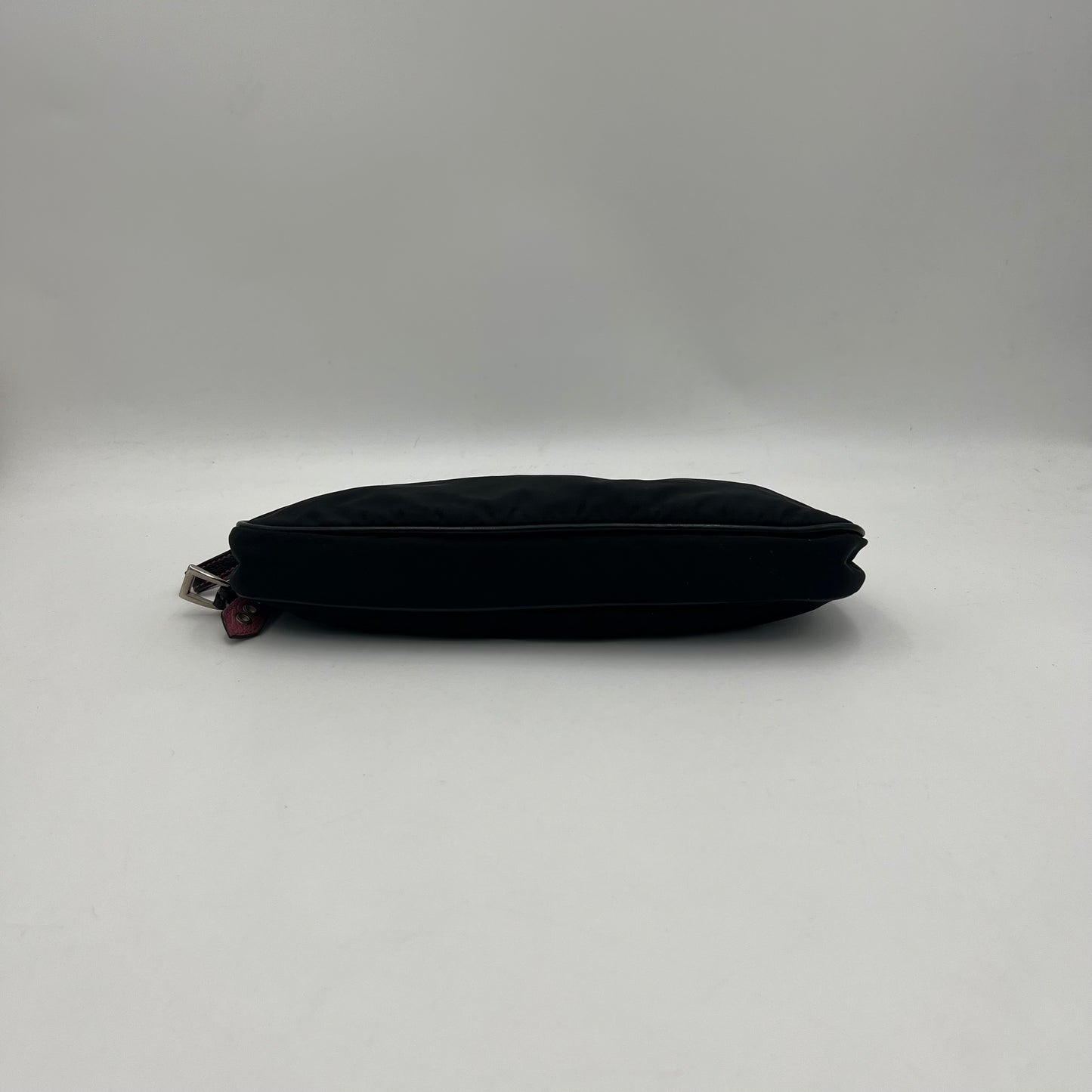 Prada Black Nylon Pink Stitched Pochette