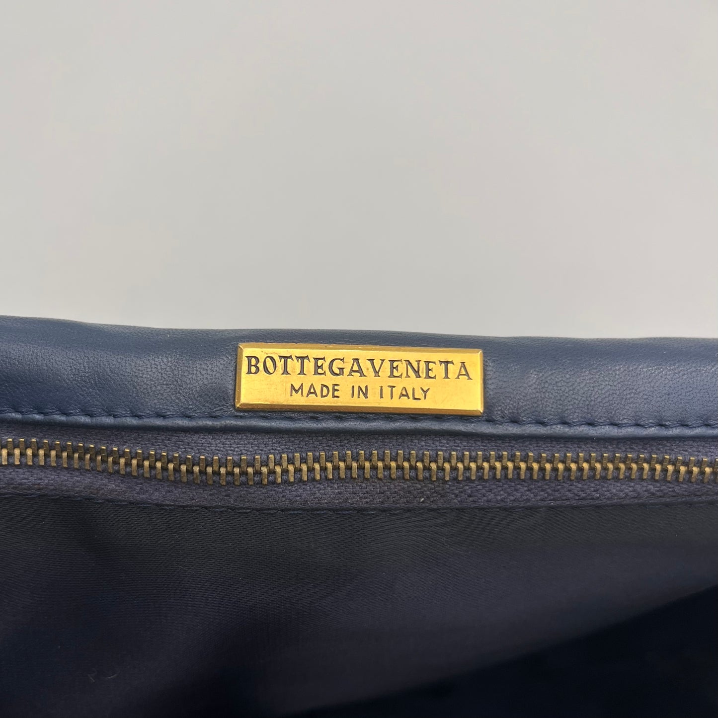 Bottega Veneta Dark Blue Flap Clutch