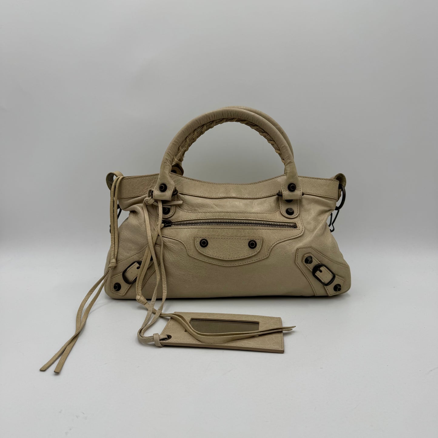 Balenciaga Cream Beige Leather Classic First
