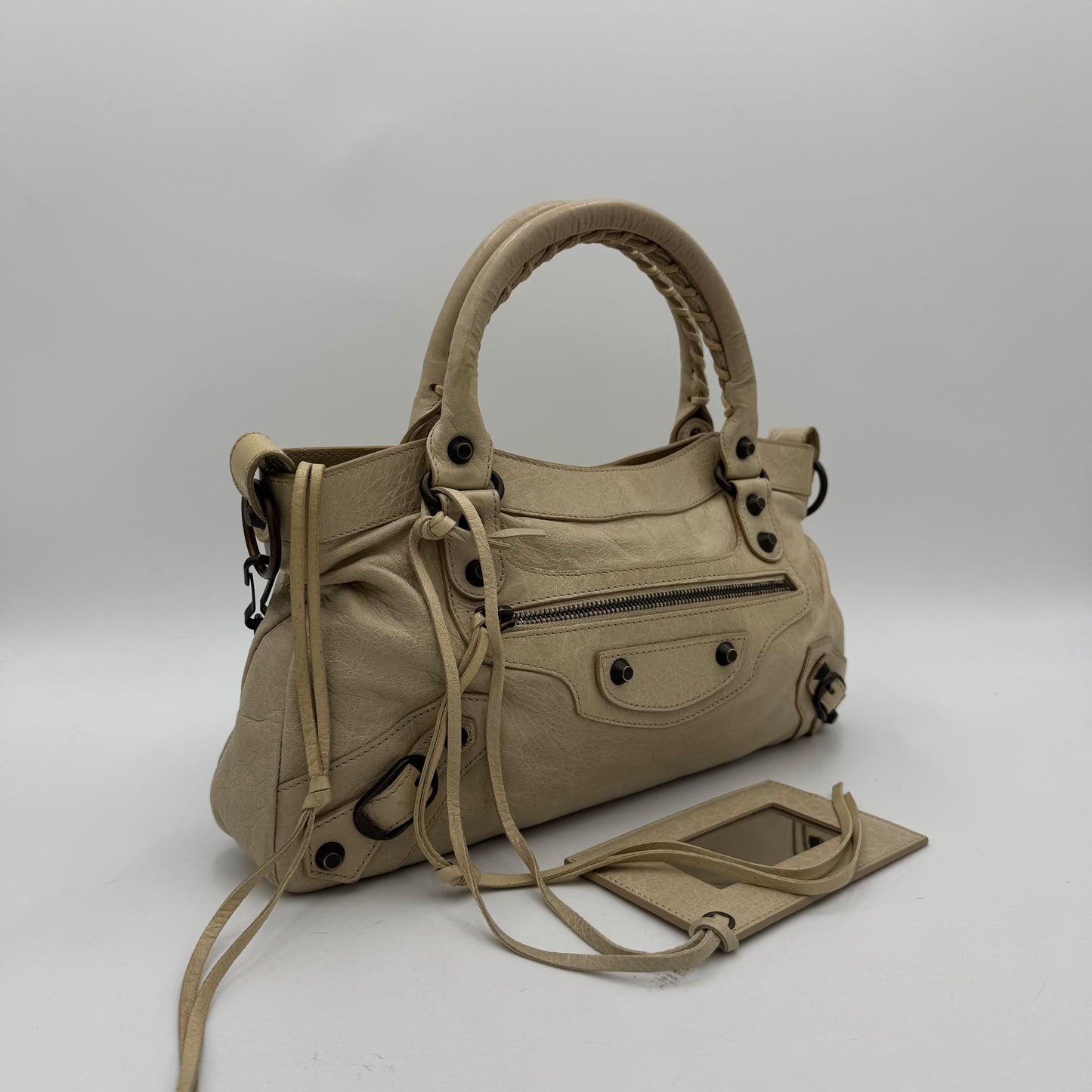 Balenciaga Cream Beige Leather Classic First