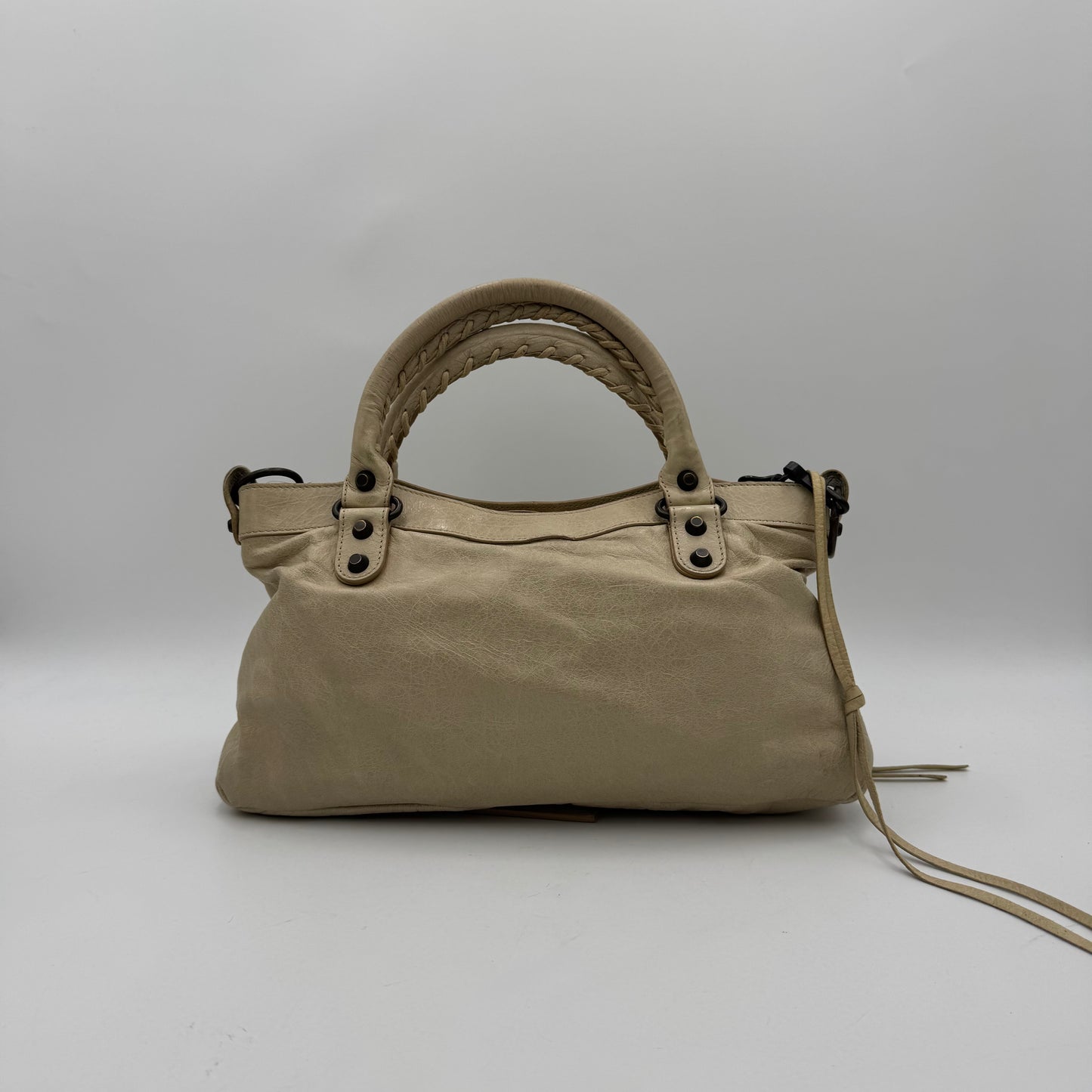 Balenciaga Cream Beige Leather Classic First