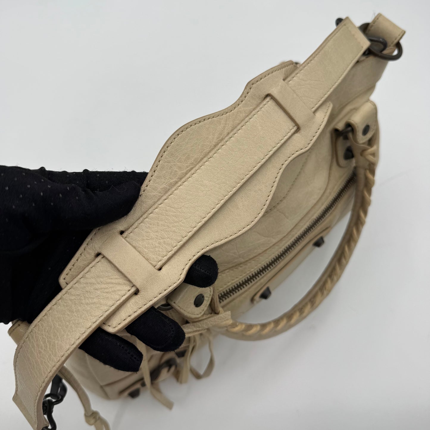 Balenciaga Cream Beige Leather Classic First