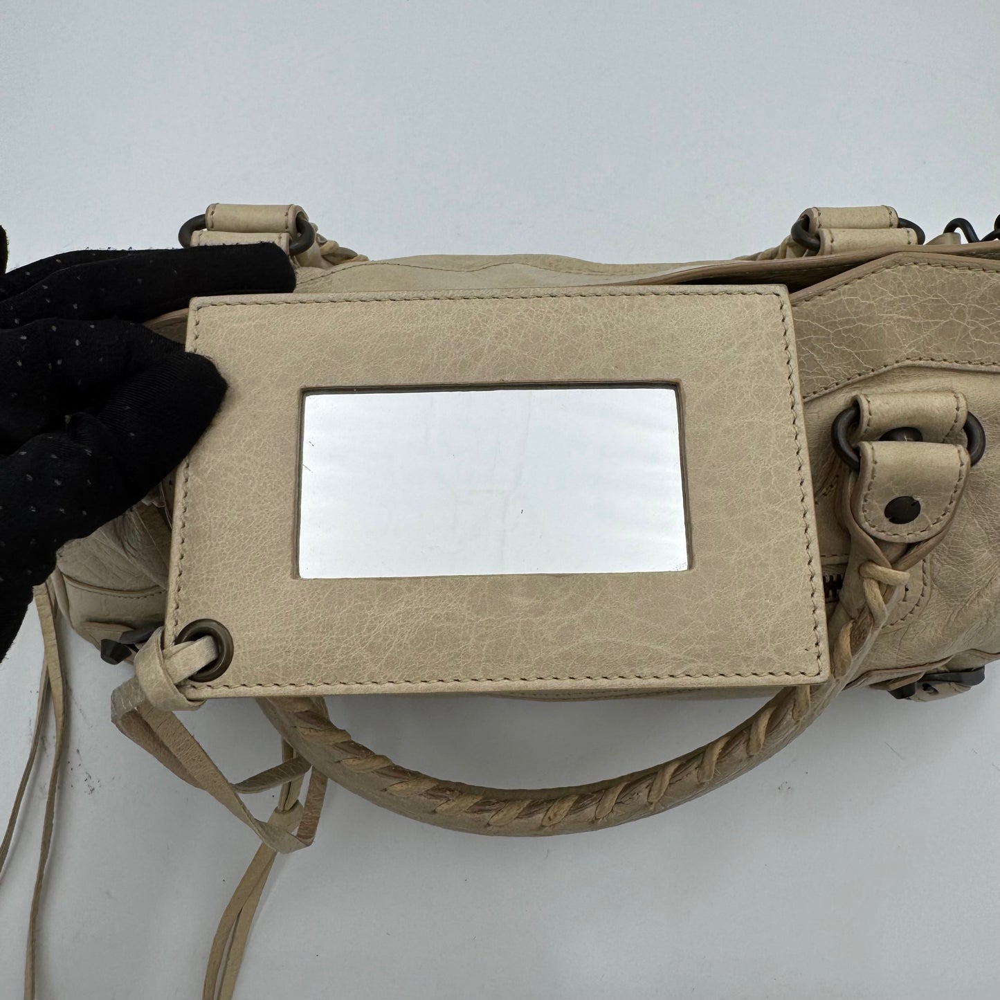 Balenciaga Cream Beige Leather Classic First