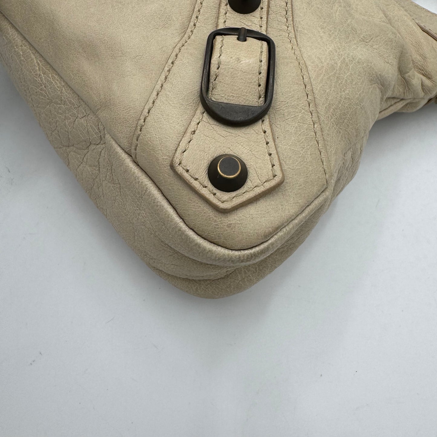 Balenciaga Cream Beige Leather Classic First