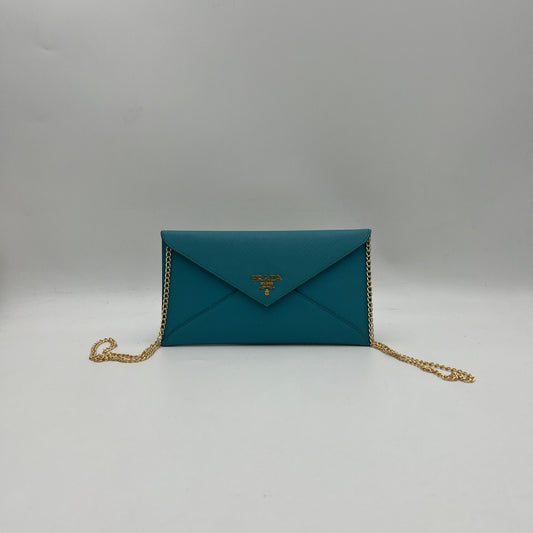 Prada Blue Saffiano Envelope Wallet