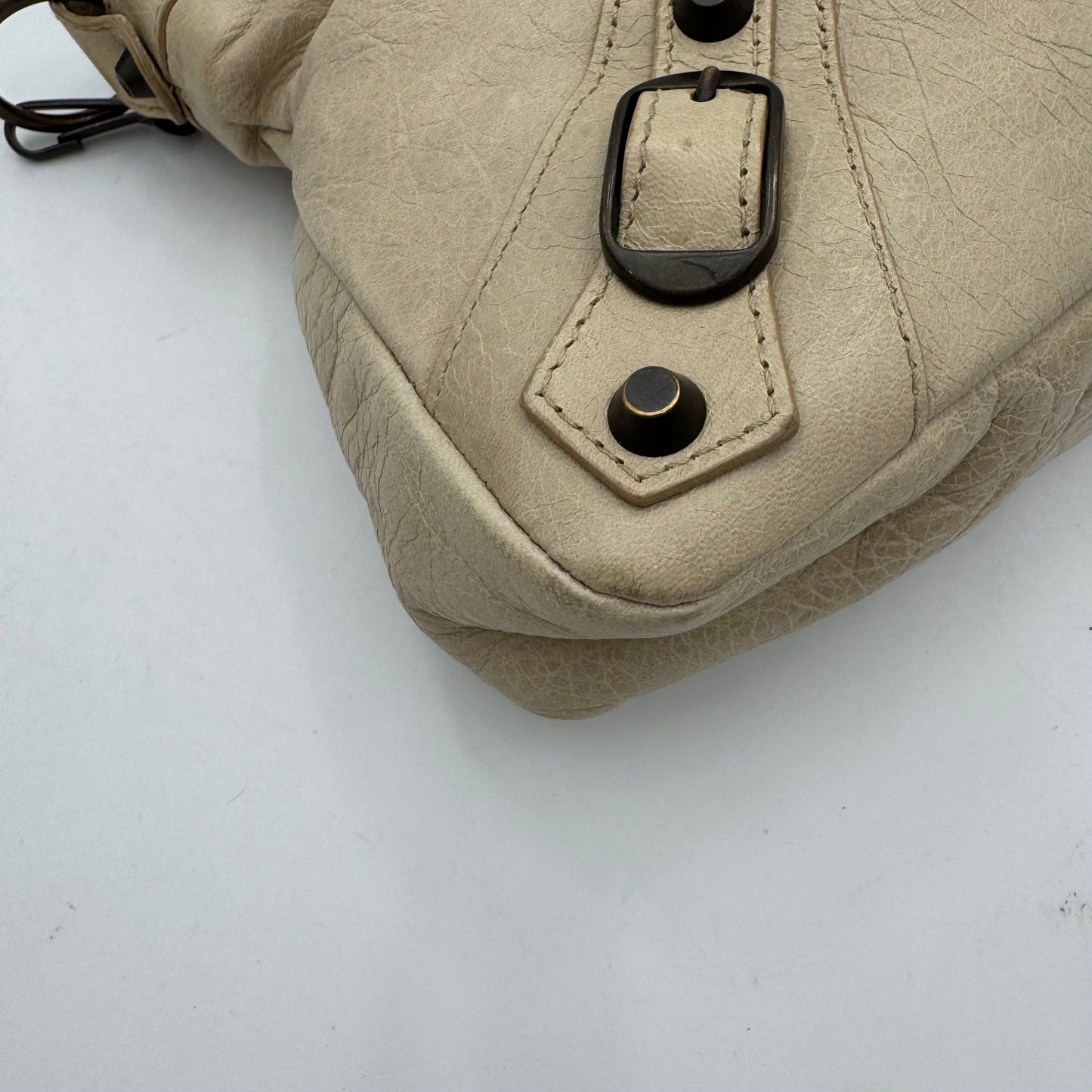 Balenciaga Cream Beige Leather Classic First