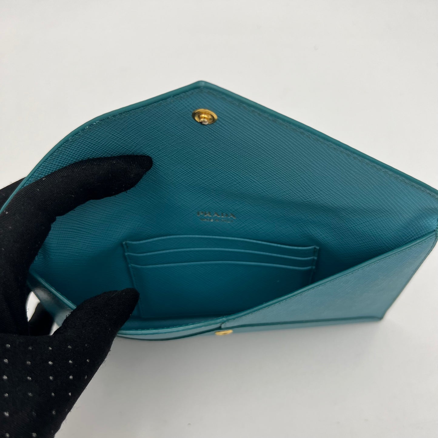 Prada Blue Saffiano Envelope Wallet