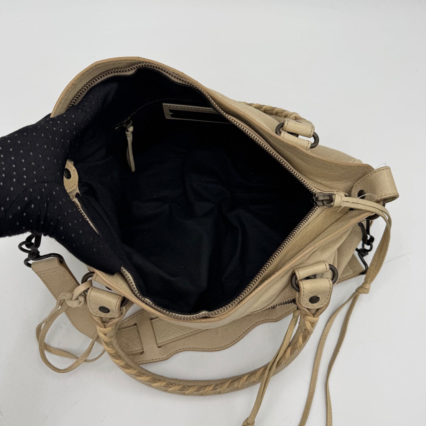 Balenciaga Cream Beige Leather Classic First