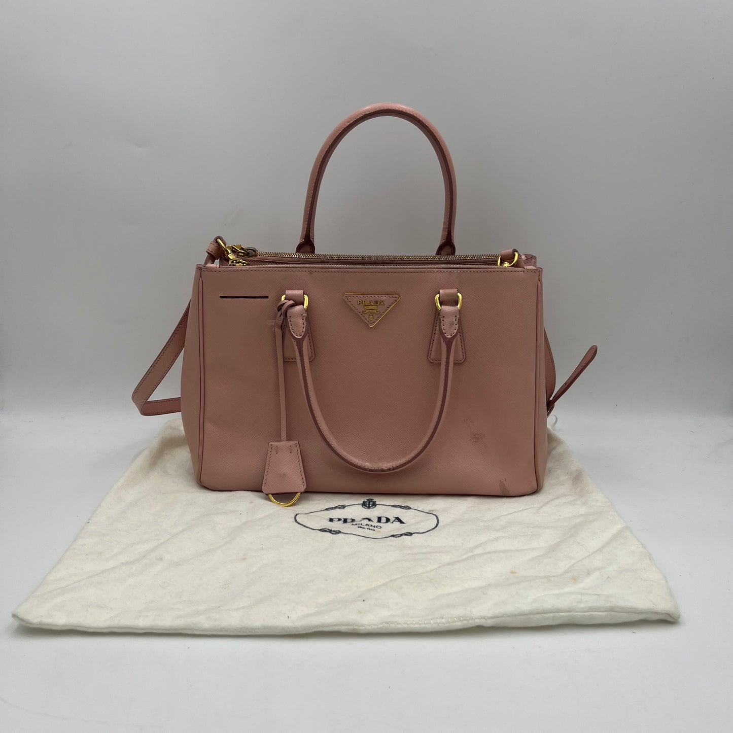 Prada Light Pink Saffiano Lux Galleria with Sling