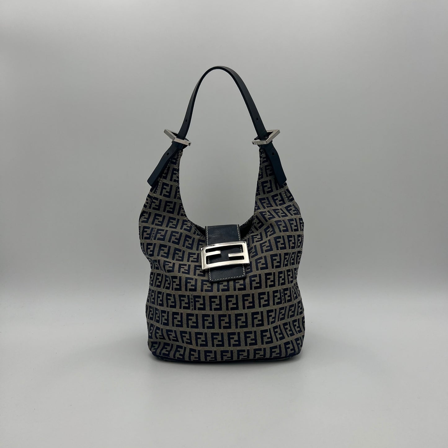 Fendi Dark Blue Zucchino Hobo Shoulder Bag